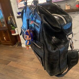 Bag, Black Zipper Shoulder w/Crossbody Strap